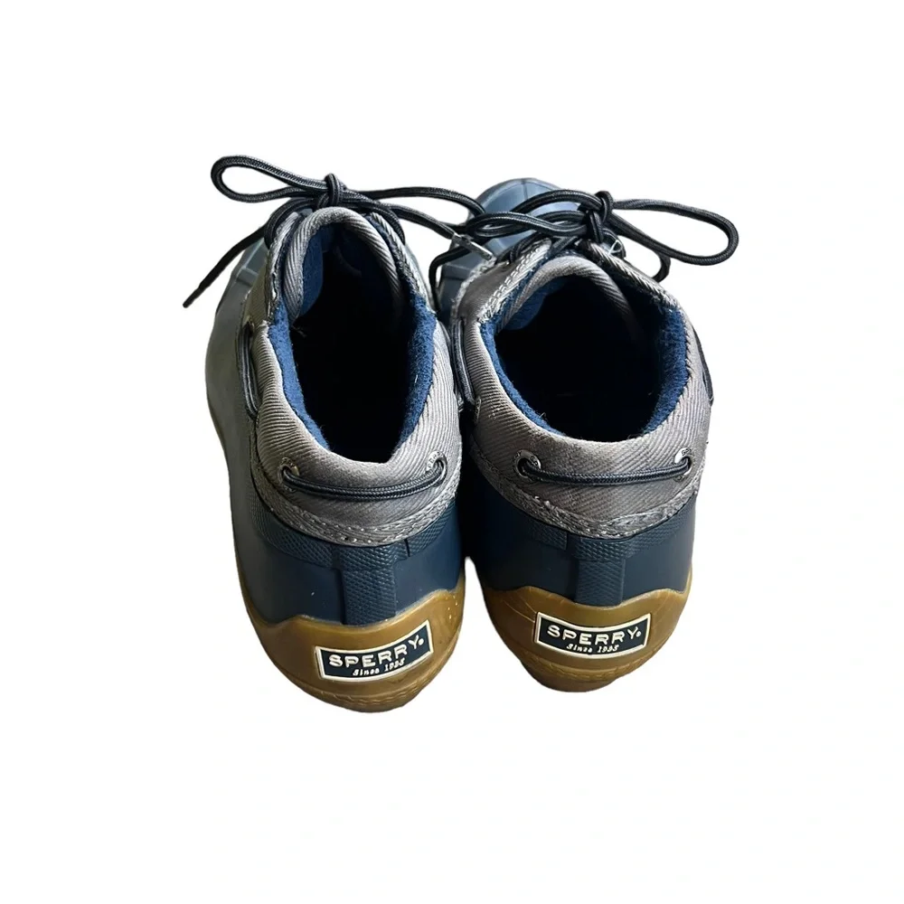 Sperry women’s navy low‎ rise rubber lace up duck boots SZ 7